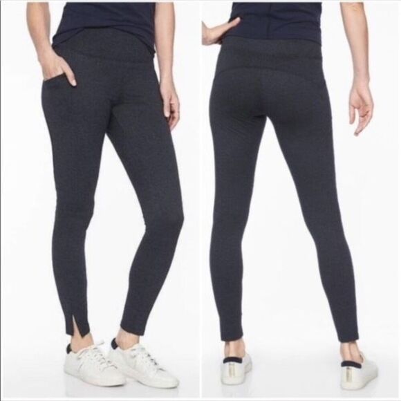 ATHLETA Herringbone Mercer Tights Leggings Pockets Navy Size XS #353504 Petite - Picture 4 of 15